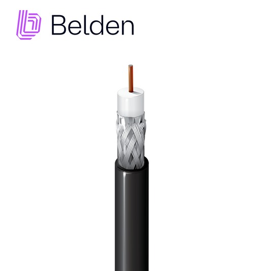 cable coaxial belden 9116sb 0101000 / interior / negro / rg-6 / 18 awg / forro pvc / lszh / en caja / 1000 pies 305 metros