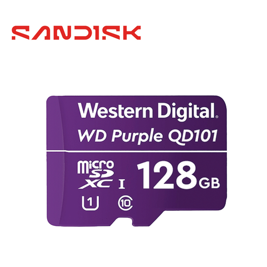 tarjeta memoria micro sd xc wd purple 128gb wdd0128g1p0c / optimizada para videovigilancia 24/7 / alta resistencia / opera en temperaturas de -25 a 85 grados centigrados / especial para camaras ip y dvr movil