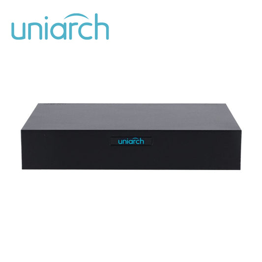 dvr pentahibrido uniarch xvr-108f / 10 canales de video / 8 canales analogicos (2 mp lite) / 2 canales ip (6 mp) / salida simultanea hdmi / vga / 1 disco duro de 6 tb / 12 vcd / audio sobre coaxial (solo en tvi)