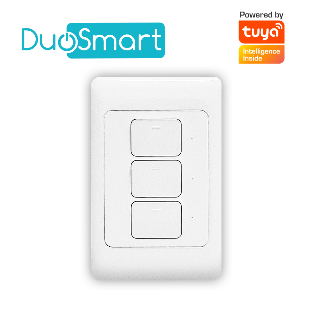 switch apagador wifi 2.4 ghz duosmart a30  de 3 unidades compatible con alexa y google home con temporizadores compatible con app duosmart