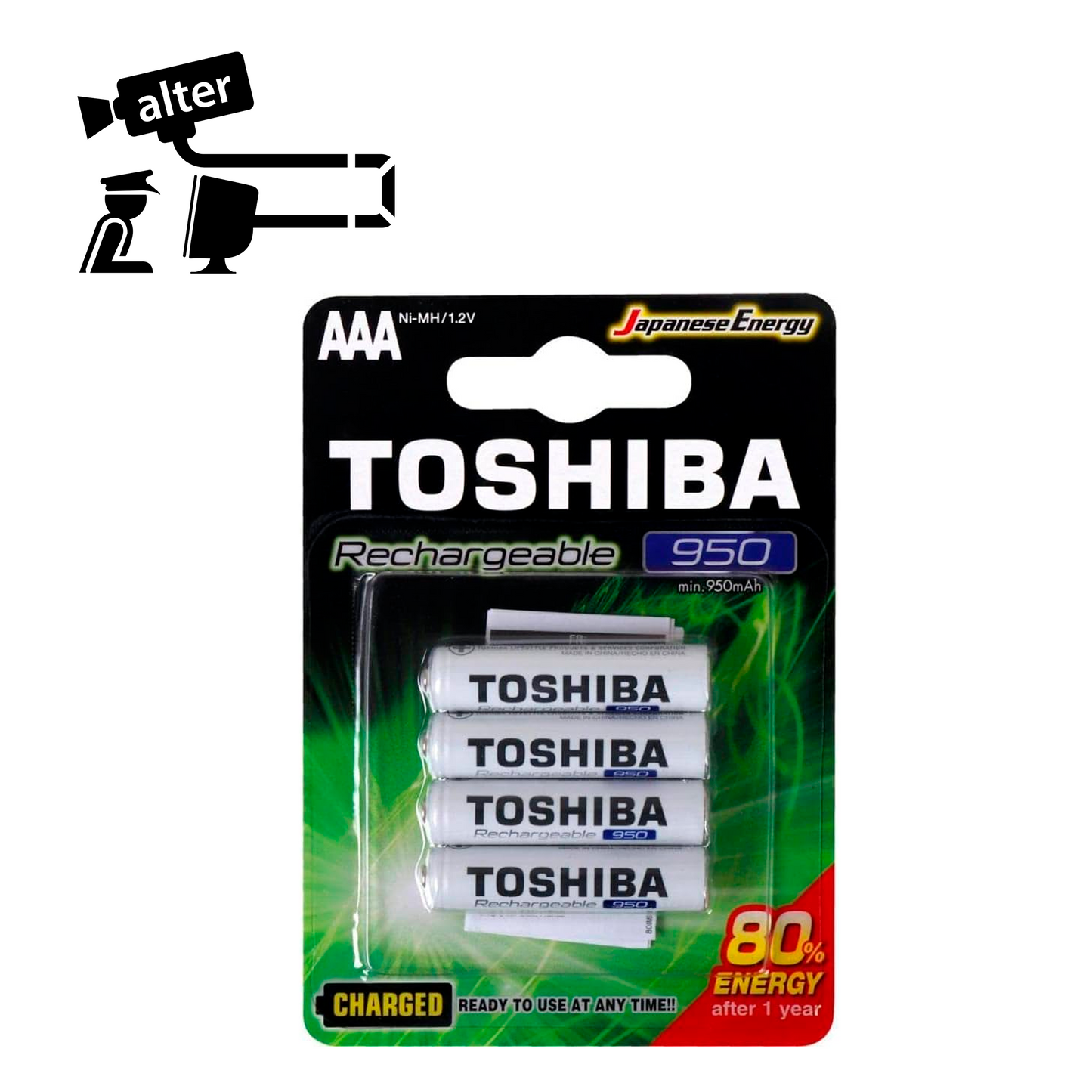bateria zinc carbon toshiba aaa-toshiba tipo aaa 1.5v para uso en controles remotos y relojes (paquete de 4 baterias)