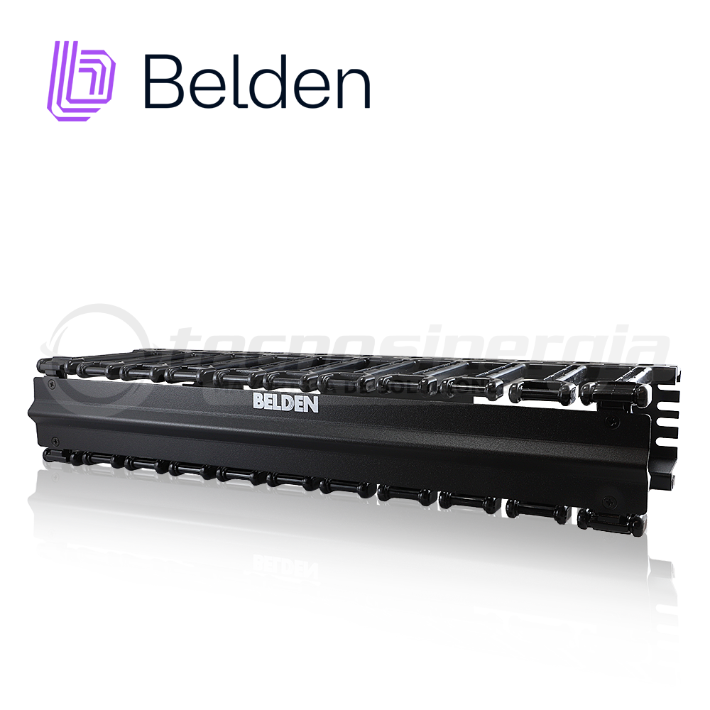 organizador horizontal con dedos moldeados y cubierta abatible belden bhh192ur / interior / negro / 2ur / pieza