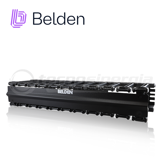 organizador horizontal con dedos moldeados y cubierta abatible belden bhh192ur / interior / negro / 2ur / pieza