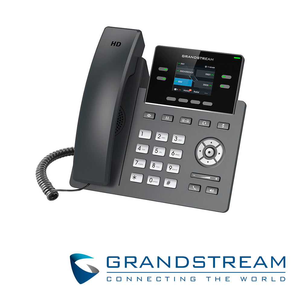 telefono ip grado carrier grandstream grp2612p / 2 cuentas sip / 4 lineas / 4 teclas multi funcion pantalla color lcd tft / 2 puertos 10/100mbps / hasta 16 teclas blf / alimentacion poe af / 5vcd/0.6a
