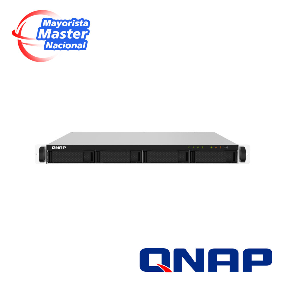 nas qnap ts-432pxu-rp-2g-us / procesador annarpuna labs apline / memoria ram 2gb / 4 bahias frontales sata 3.5 pulgadas y 2.5 pulgadas / 2 puertos rj45 2.5gbe mas 2 puertos fibra optica sfp plus 10gbe / fuente redundante / montaje en rack 1ur