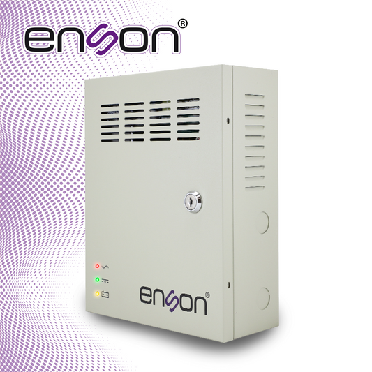 fuente de poder tipo caja enson psb-1218backup 12vdc 10a 18 canales de 0.5a cada uno y soporte de bateria de respaldo (no incluye bateria) ideal para cctv y control de acceso baterias compatibles bt412/bt712/bt912