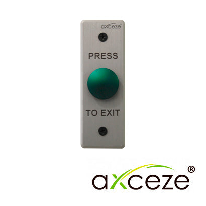 boton liberador axceze  ax-b80  boton tipo push  forma de hongo fabricado en aleacion de aluminio  medidas 115 x 40 x 25mm  conexion a 2 hilos cuenta con los estados n.o. y n.c.