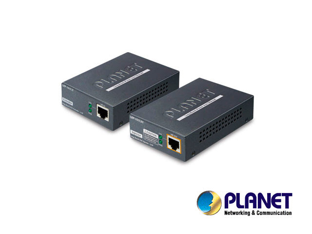 extensor de poe / planet lrp-101u kit / poe ieee 802.3af/at / 25w de consumo (segun la distancia) / recinto de metal / montaje en pared o riel / hasta 500 metros.