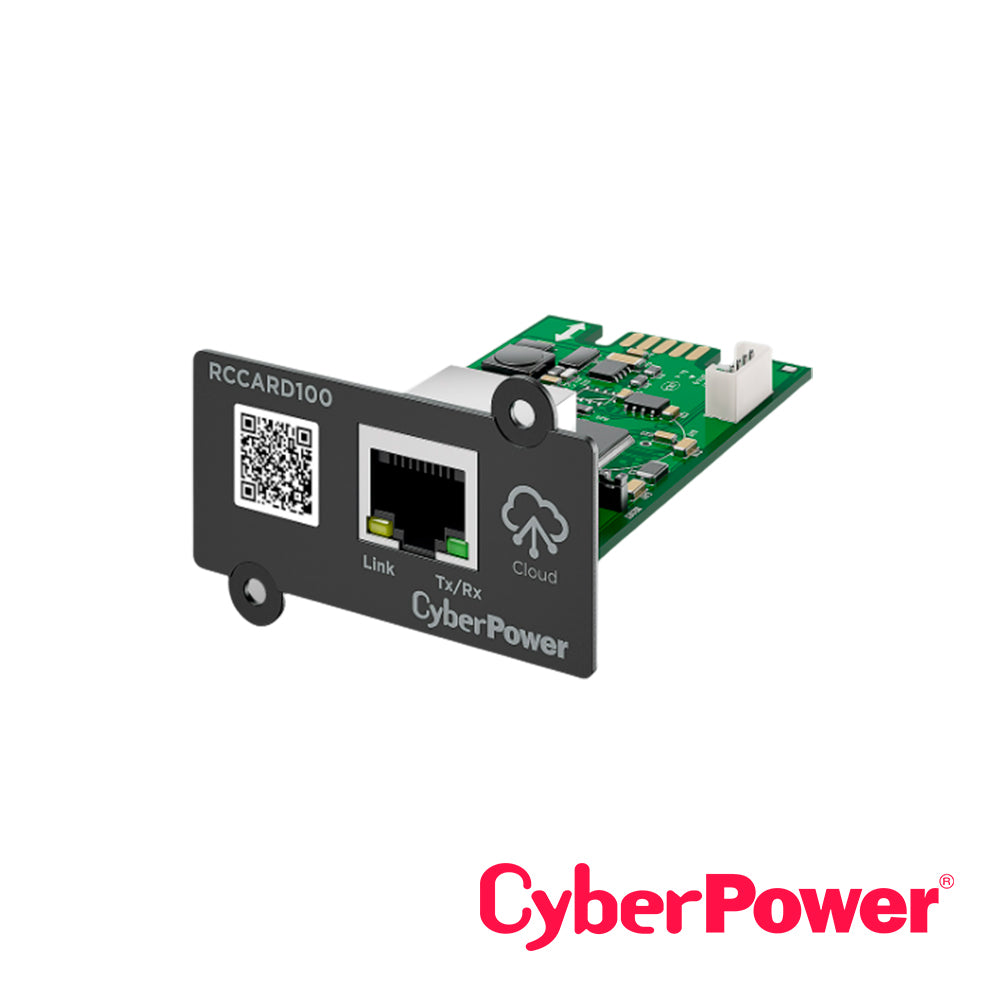 puerto de conectividad  rj45  cyberpower rccard100 protocolo de enlace de datos  ethernet 100base-tx  ethernet 10base-t  administracion remota  powerpanel cloud (servicio gratuito por 3 años) plug-and-play