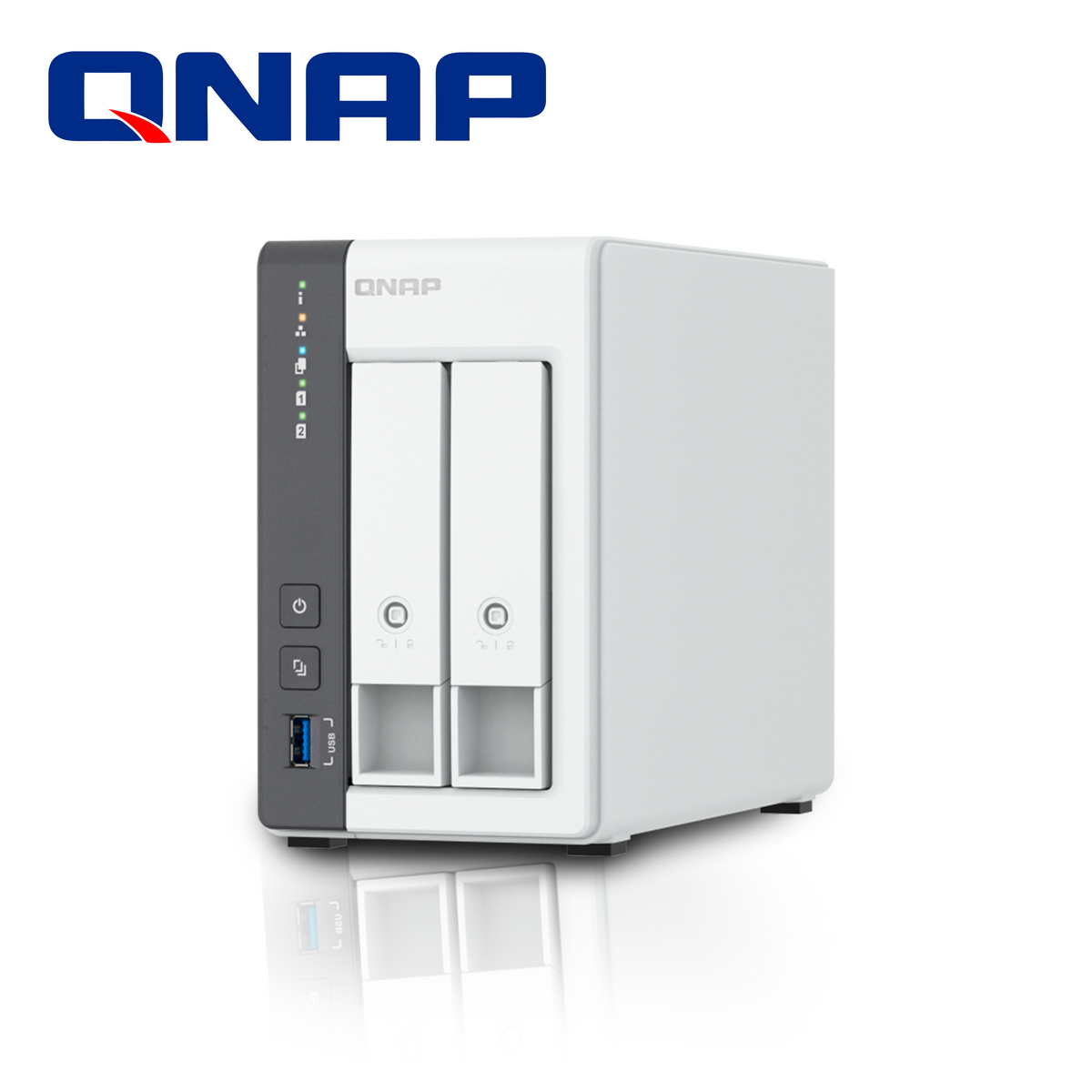 nas qnap ts-216g-us / nas de escritorio tipo torre / procesador arm cortex-a55 de 4 nucleos / gpu mali-g52 / 4gb de ram ddr4 integrada / compatible con unidades sata de 3.5 y 2.5 pulgadas / 1 puerto 2.5gbe y 1 puerto gbe
