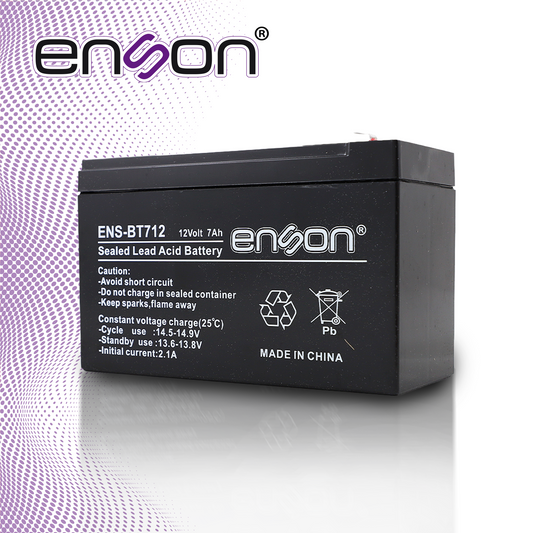 bateria de respaldo enson ens-bt712 12vdc 7a base plomo-acido para fuentes de poder y sistemas de respaldo