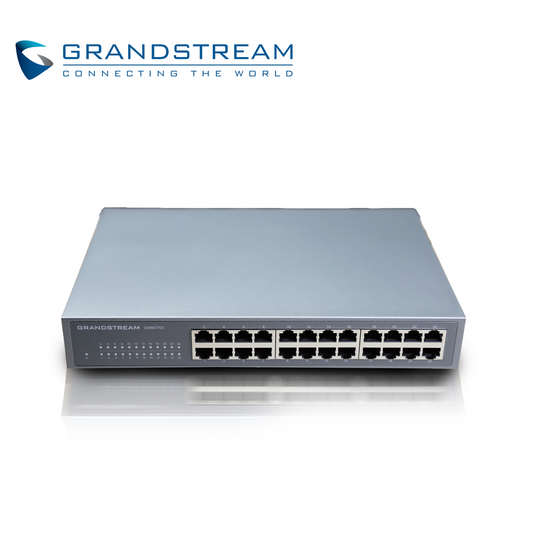 switch no administrable grandstream gwn7703 / 24 puertos 10/100/1000mbps / montaje escritorio/pared / alimentacion 100-240vca/150w / metalico