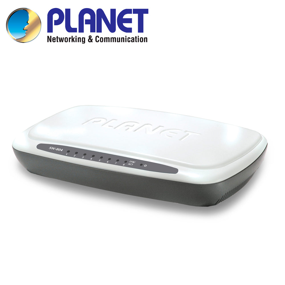 switch no administrable de 8 puertos / planet sw-804 / 8 puertos rj45 10/100 mbps mdi/mdi-x / plastico / alimentacion 5vdc