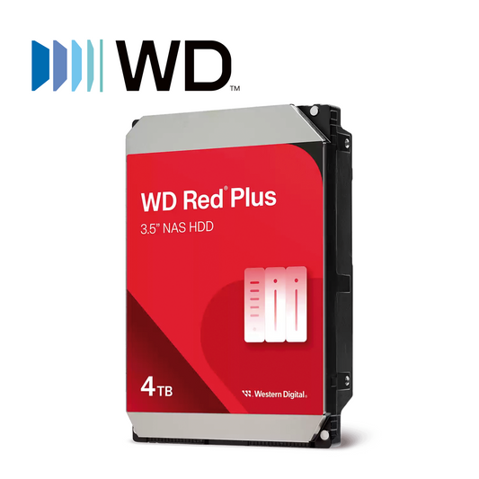 dd disco duro 4tb sata wd red plus wd40efzz / 24/7 especial para nas / nasware / cmr / cache 128mb / 5400 rpm / hasta 180mb/s / carga 180tb / año / garantia 3 años.