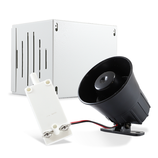 kit sirena de 15w para exterior incluye sirena 15w sre108 + gabinete metálico para exterior + tamper