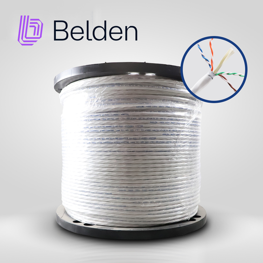 cable utp cat6a belden 10gxw12 0091000 / interior / blanco / 500mhz / 4 pares / 23 awg / forro pvc / cmr / certificable / bobina / 1000 pies 305 metros
