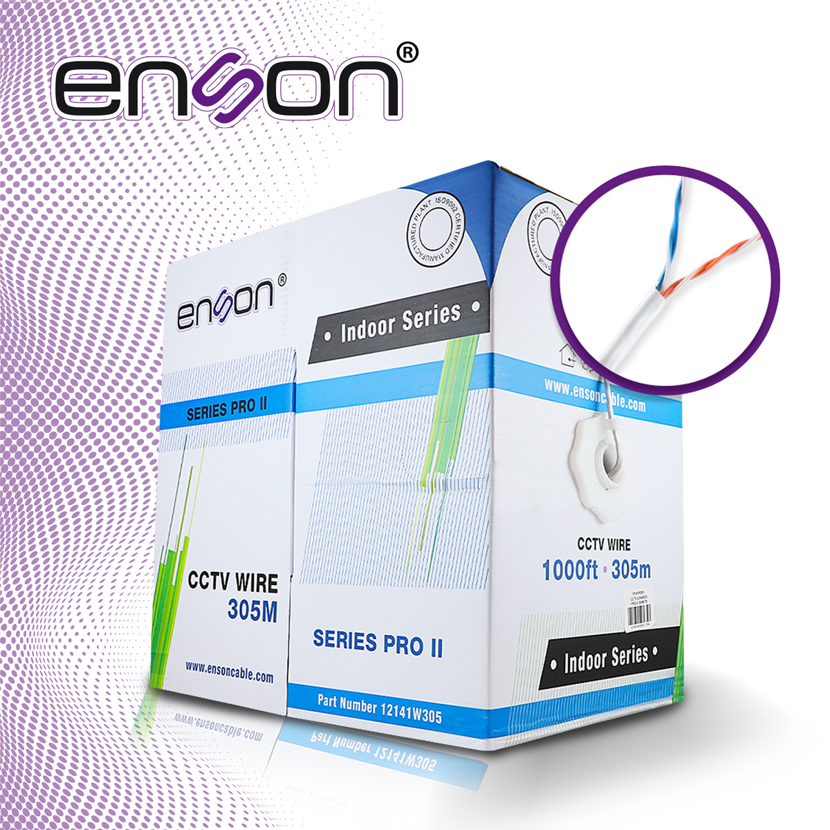 cable utp enson 12141w305 4c/24 color blanco serie pro-ii 100% cobre ideal para instalaciones de cctv analogico (video y alimentacion) no recomendado para su uso en video ip ni soluciones de redes instalacion en interiores **solo cuenta con 2 pares