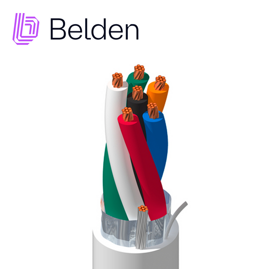 cable de audio comercial y seguridad belden 5304fe 0081000 / interior / gris / 6 conductores / 18 awg / multifilar / forro pvc / cmr / blindado / bobina / 1000 pies 305 metros