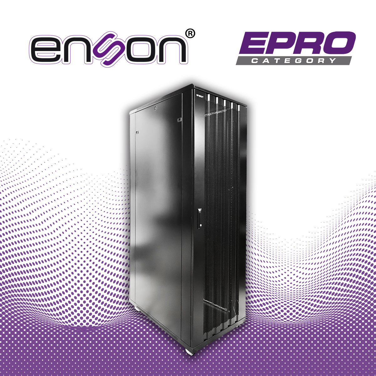 gabinete de piso desensamblado enson ens-rgb42ud 42ur 600x1000mm puerta principal de malla con cerradura de seguridad abatible paneles laterales removibles puerta trasera metalica para trabajo y postes ajustables