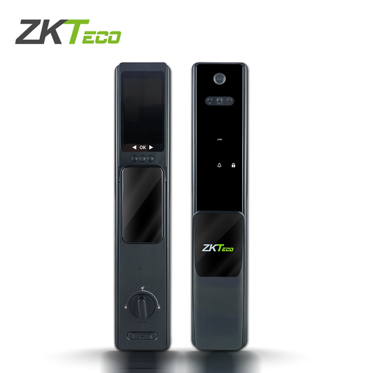 cerradura inteligente hbl400 zkteco con reconocimiento facial multi verificacion con capacidad de 50 rostros 100 huellas digitales 50 contraseñas construida en aluminio uso en interiores comunicacion wifi con app zsmart