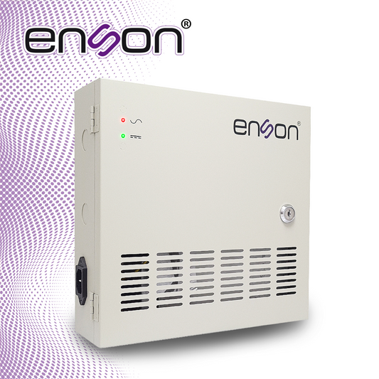 fuente de poder tipo caja enson psb-20a-1218 12vdc 20a 18 canales de 1.1a cada uno ideal para cctv y control de acceso