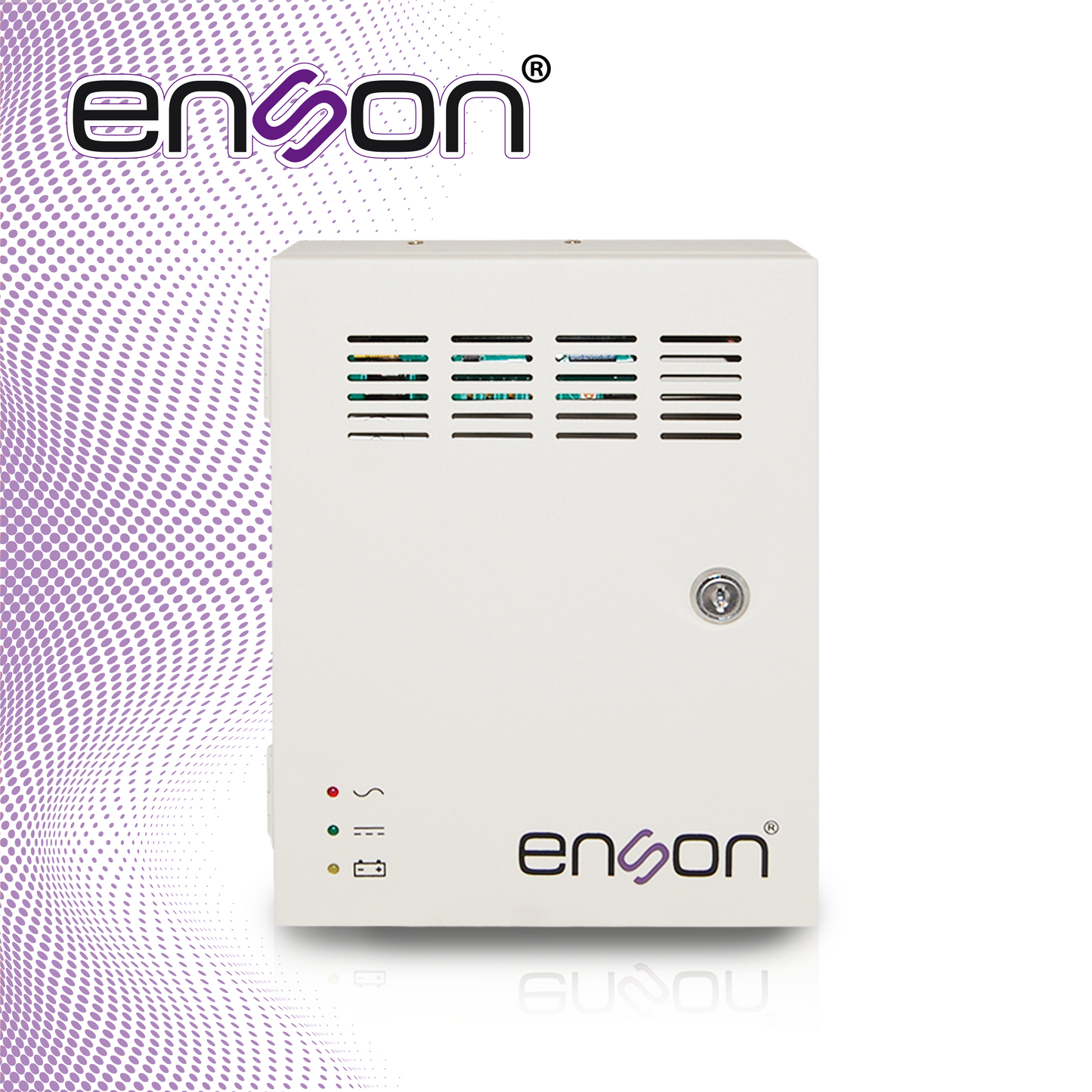 fuente de poder tipo caja enson psb-1204backup 12vdc 3a 4 canales de 0.75a cada uno y soporte de bateria de respaldo (no incluye bateria) ideal para cctv y control de acceso bateria compatible bt412