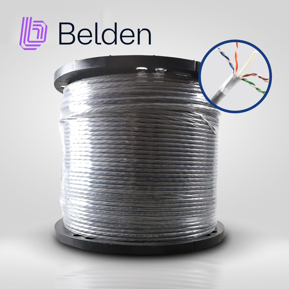 cable utp cat6a belden 10gxw12 0081000 / interior / gris / 500mhz / 4 pares / 23 awg / forro pvc / cmr / certificable / bobina / 1000 pies 305 metros