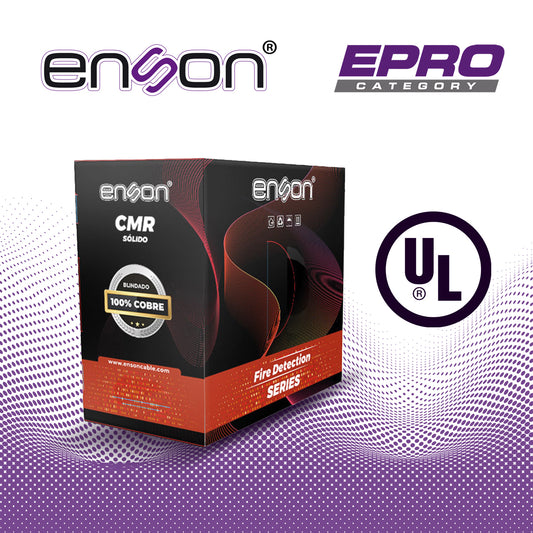cable para deteccion de incendio enson epro-5320f forro pvc rojo cmr riser-fplr blindado 2c/18awg 100 por ciento cobre conductor solido certificacion ul 305 metros