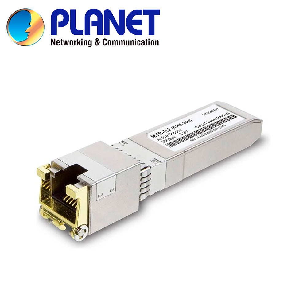 transceptor optico rj45 planet mtb-rj / velocidad de transmision 10gbps/ distancia de transmision 30 metros/ tipo de conector rj45 / temperatura de operacion 0-70 grados celsius