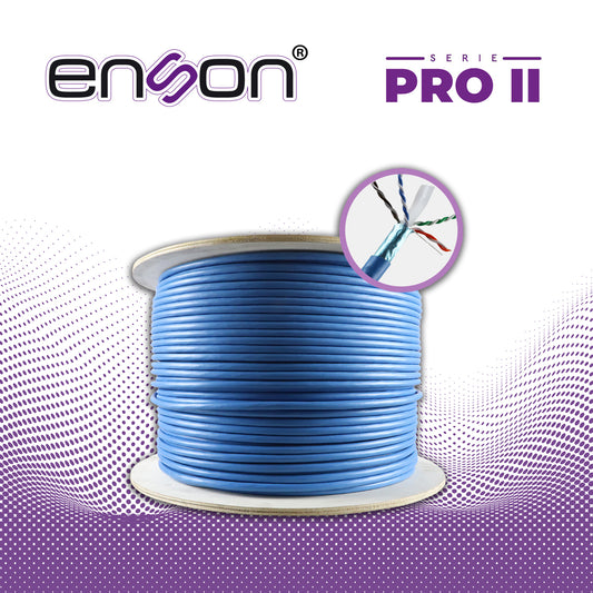 cable utp cat6a enson 12264l305 forro pvc azul 4 pares 500mhz 100 por ciento cobre uso interior / 1000 pies / 305 metros