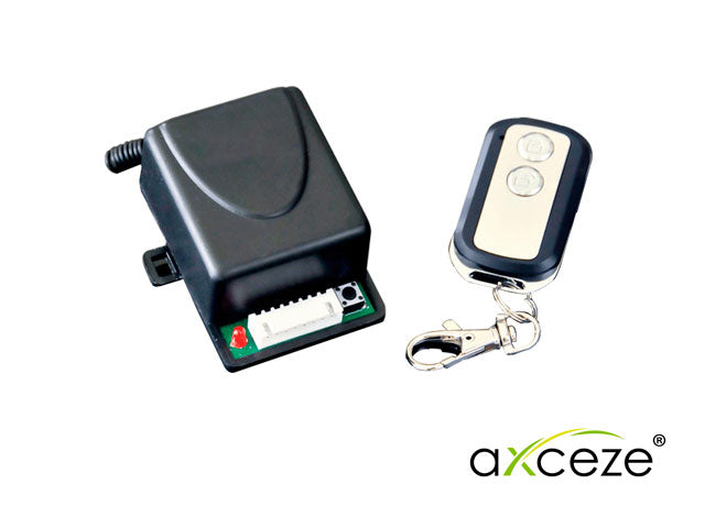 receptor inalambrico con control remoto axceze ax-rec12 433.92mhz con salida de sirena para avisos de apertura y cierre soporta hasta 29 controles
