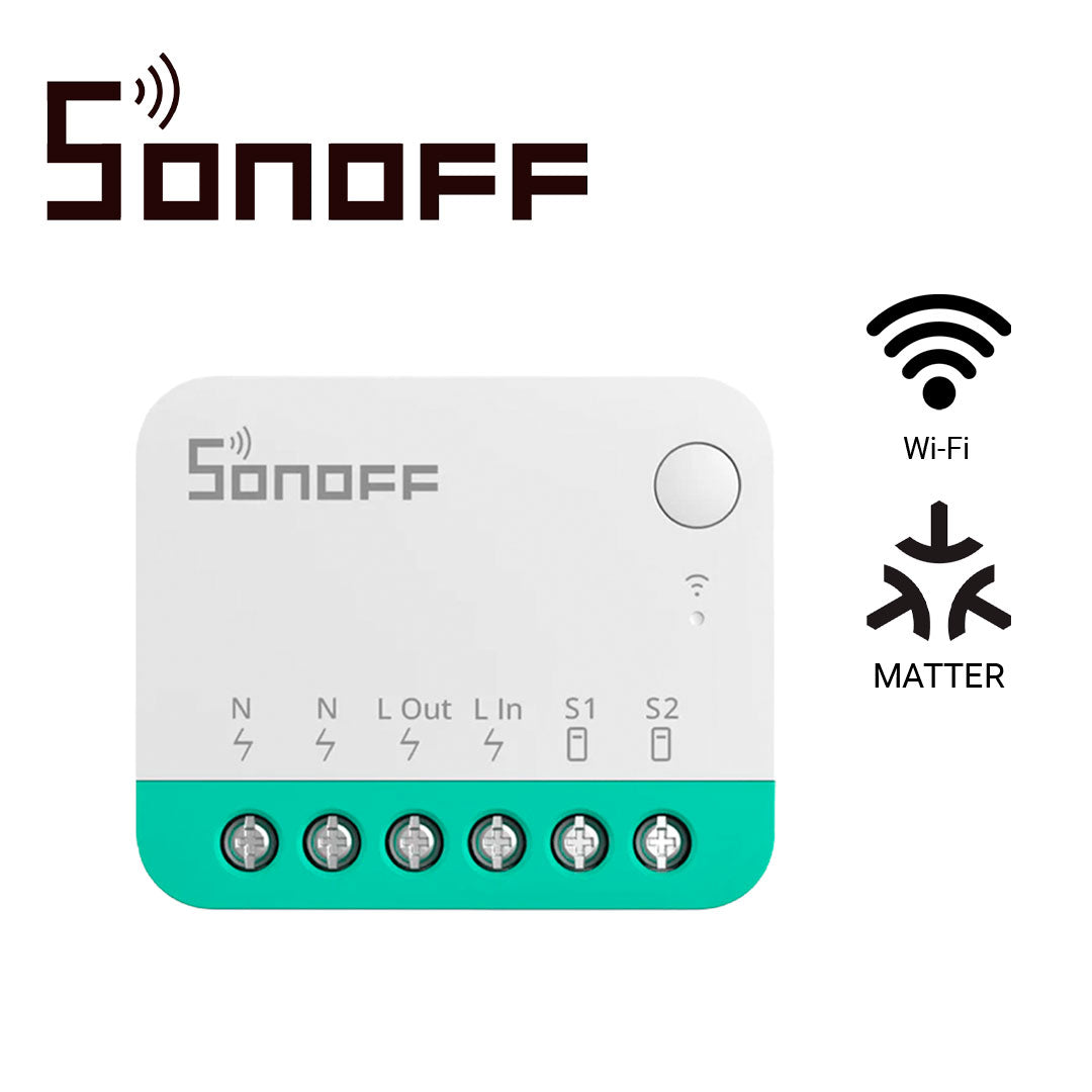 mini interruptor inwall on/off sonoff minir4m / wifi 2.4ghz/ matter / controla un apagador / solucion de smart home / compatible con google home / alexa / apple home /corriente maxima 10 amp