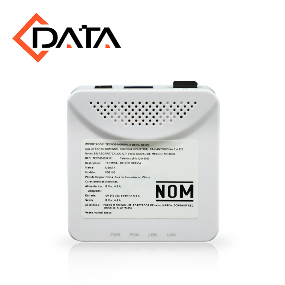 gpon ont-onu c-data fd511g / 1 puerto gpon sc-apc / 1 puerto gigabit ethernet / alimentacion 12vdc / downstream 2.48gbps / upstream 1.24gbps / hogar y oficina (para escritorio).