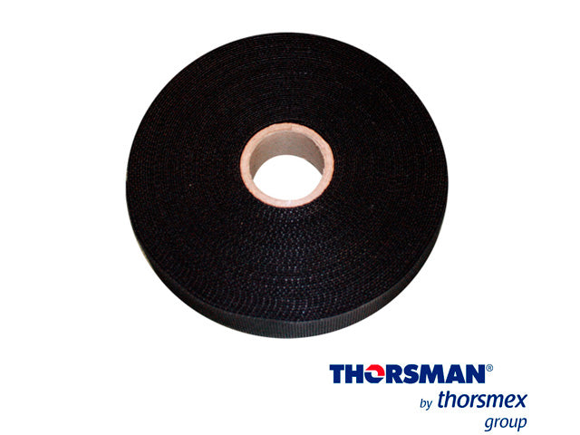 rollo de cinta de contacto thorsman color negro l 25 mts -16mm 4500-02006ideal para todo tipo de cables diseñada para el amarre identificacion y correcta distribucion certificado rohs