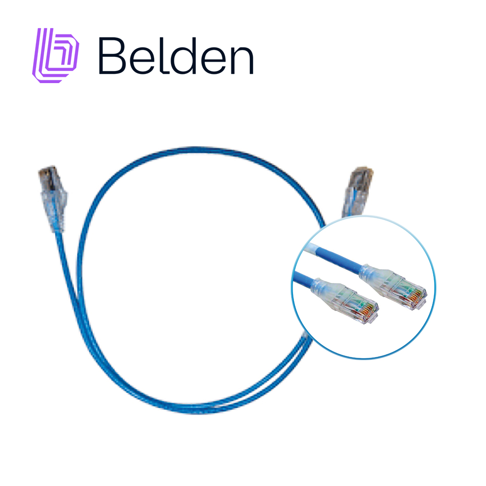 patch cord utp cat6 belden c6d1106010 forro pvc azul cmr-riser 4 pares calibre conductor 28 awg diametro reducido cobre estañado multifilar uso interior partes relacionadas:conectores modulares cat6 patch panel cat6 longitud 10 pies 3 metros