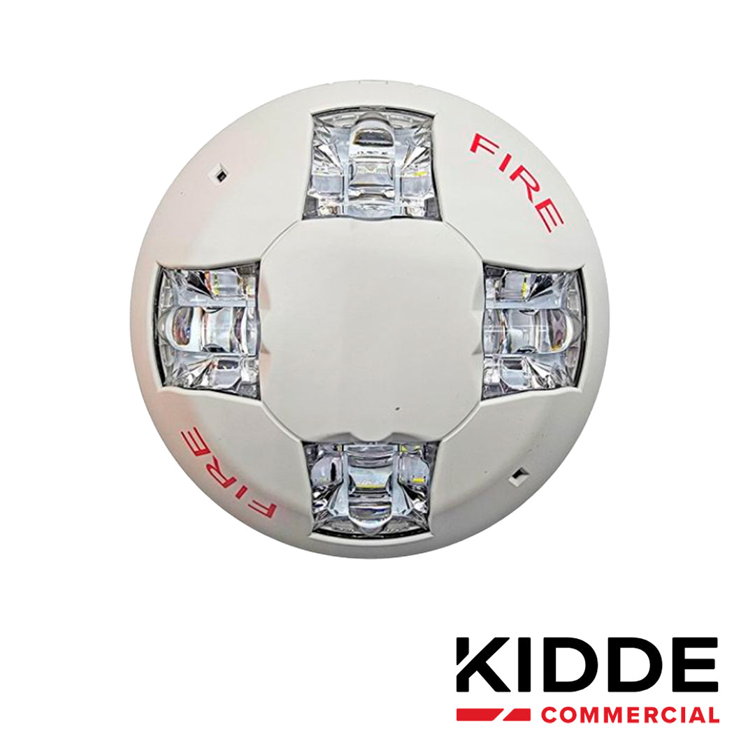 luz estroboscopica de techo kidde / egcvwf / 15-115 cd / blanca / con señalizacion de incendio / incluye placa de cableado lateral