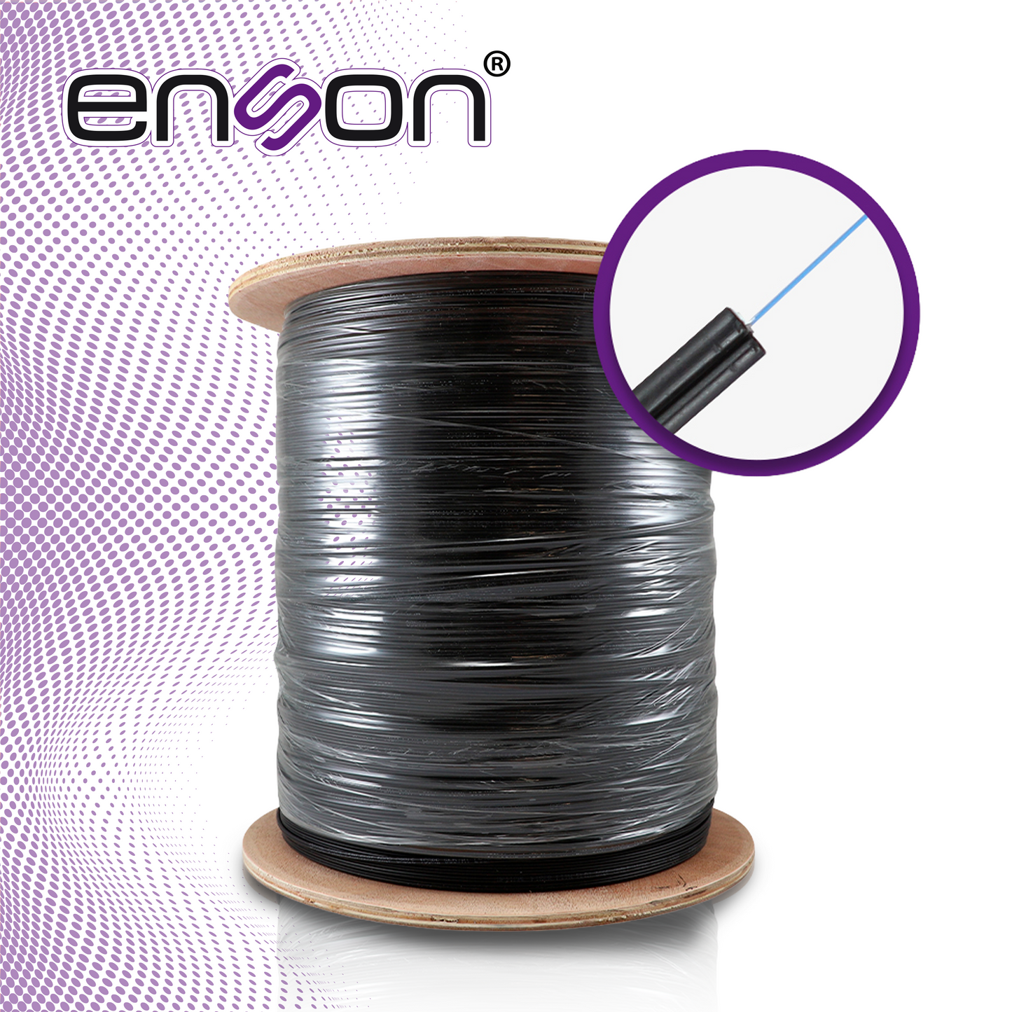 carrete de fibra optica enson ens-df1cos2 drop monomodo os2 de 1 hilo (9/125 micras) interior/exterior dielectrica forro negro 1000 metros (1 km)