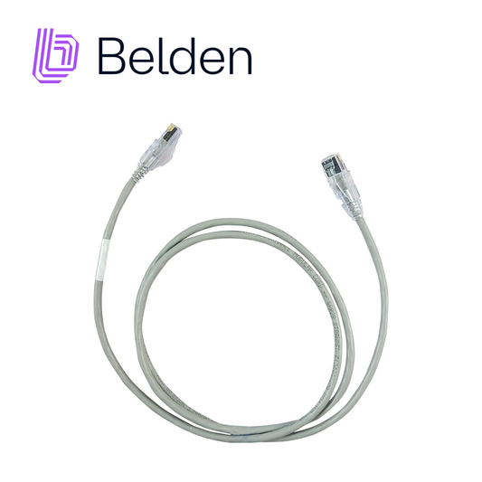 patch cord diametro reducido utp cat6a belden cad1108004 / interior / gris / 4 pares / 28 awg / forro pvc / cmr / 4 pies 1.2 metros