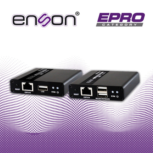 extensor hdmi enson ens-hdmie70kvm de 70mts mediante cable utp cat6/6a/7 se puede cascadear transmite video full hd 1080p@60hz audio stereo y teclado y mouse a distancia no incluye cable hdmi