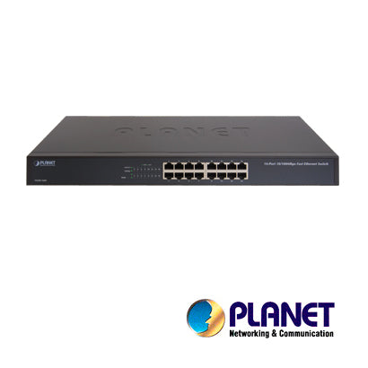 switch no administrable / planet fnsw-1601 / 16 puertos rj45 / velocidad de transmision 10/100 mbps / dip switch (estandar vlan control de flujo ampliar distancia) / montaje en rack / autonegociacion de puertos / 13w de consumo.