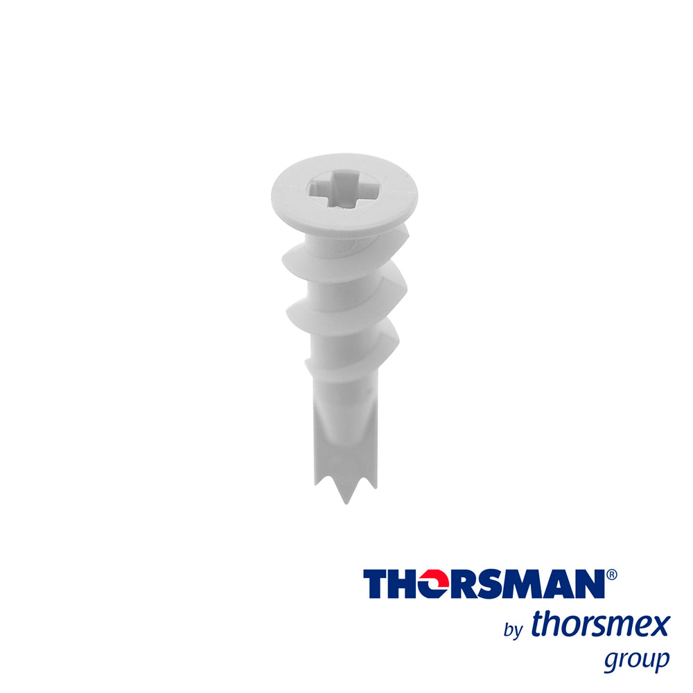 taquete tablarroca perforathor tpd 1301-01100 caja 100 piezas color blanco no se requiere taladrar el muro resistencia al impacto elaborado con poliamida (nylon no. 6 con fibra) taquete especial para tablaroca falso plafon y muros falsos