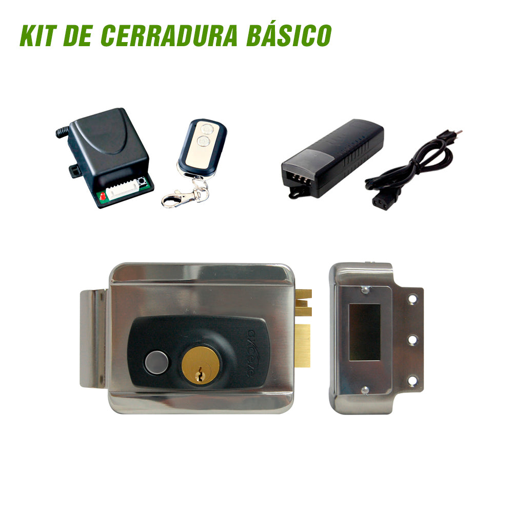 kit de cerradura ax-slock control remoto ax-rec10 y fuente de poder incluye elementos para aperturar una puerta a distancia