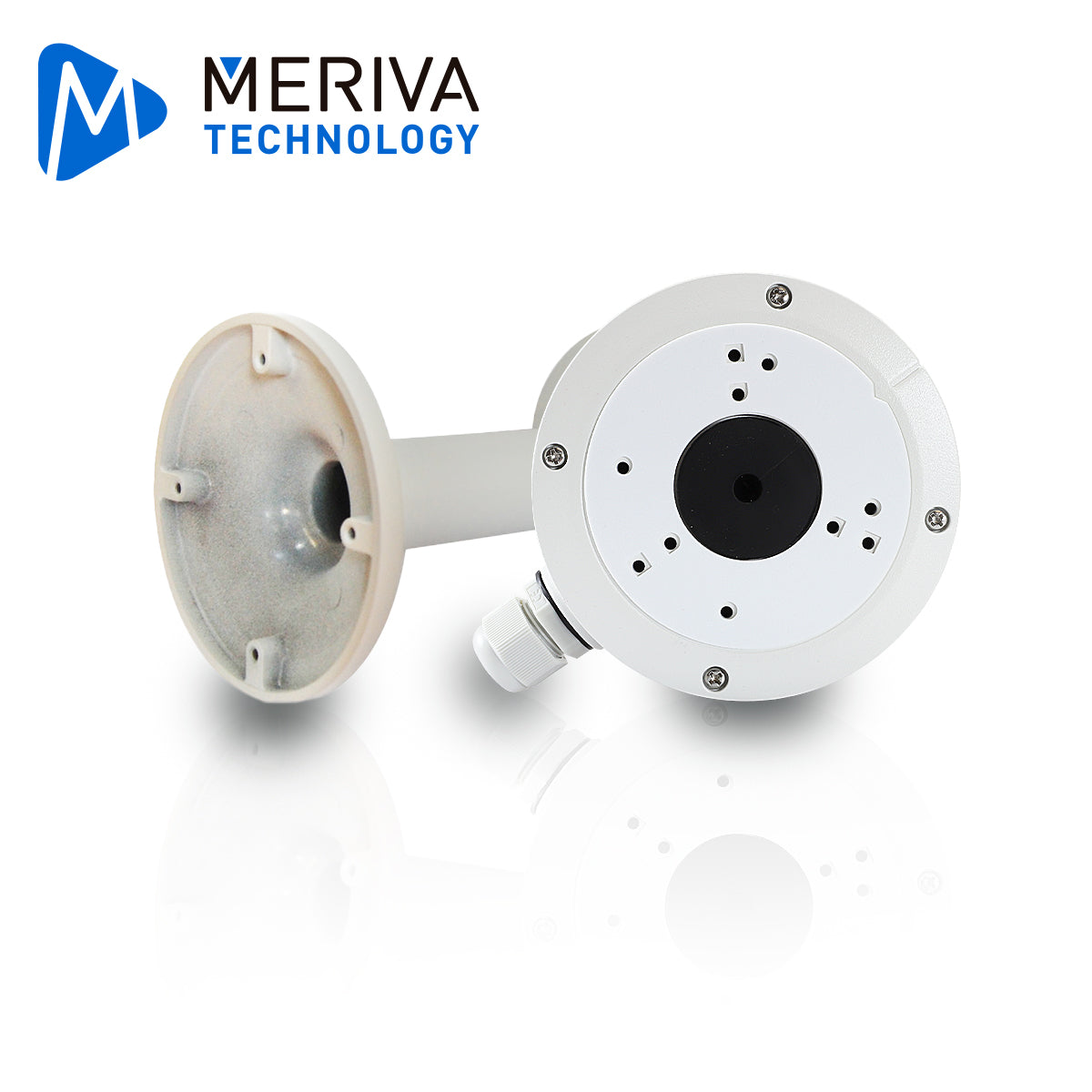 kit de montaje para cámaras domo y bullet meriva technology base de conexiones mva-jb0301 x1 + brazo de montaje para pared o techo 19cm aluminio