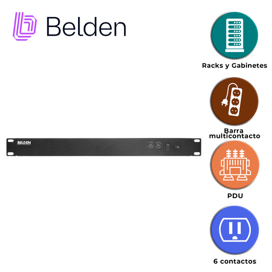 barra multicontacto pdu belden 9bf1-061002 / 6 contactos frontales / 5 - 15 plug / 15a/120v