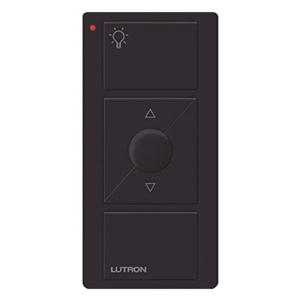 Control remoto inalámbrico Pico de 3 botones con subir y bajar de intensidad y luz nocturna, compatible con Caseta Wireless y RadioRA 2, color negro brillante