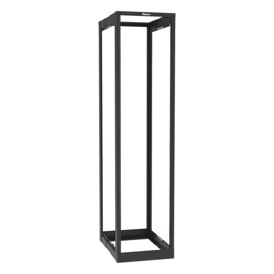 Rack de Cuatro Postes Estándar de 19", Rieles Roscados #12-24, Profundidad Ajustable de 23 a 42 in, 45 Unidades de Rack, Color Negro
