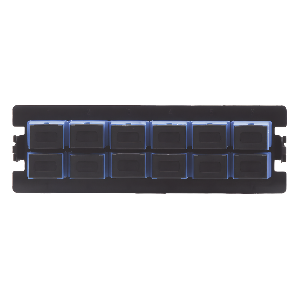 Placa Acopladora para Distribuidor de Fibra Óptica LP-ODF-8024, Incluye 12 Acopladores SC Simplex para Fibra Monomodo (12 Fibras)