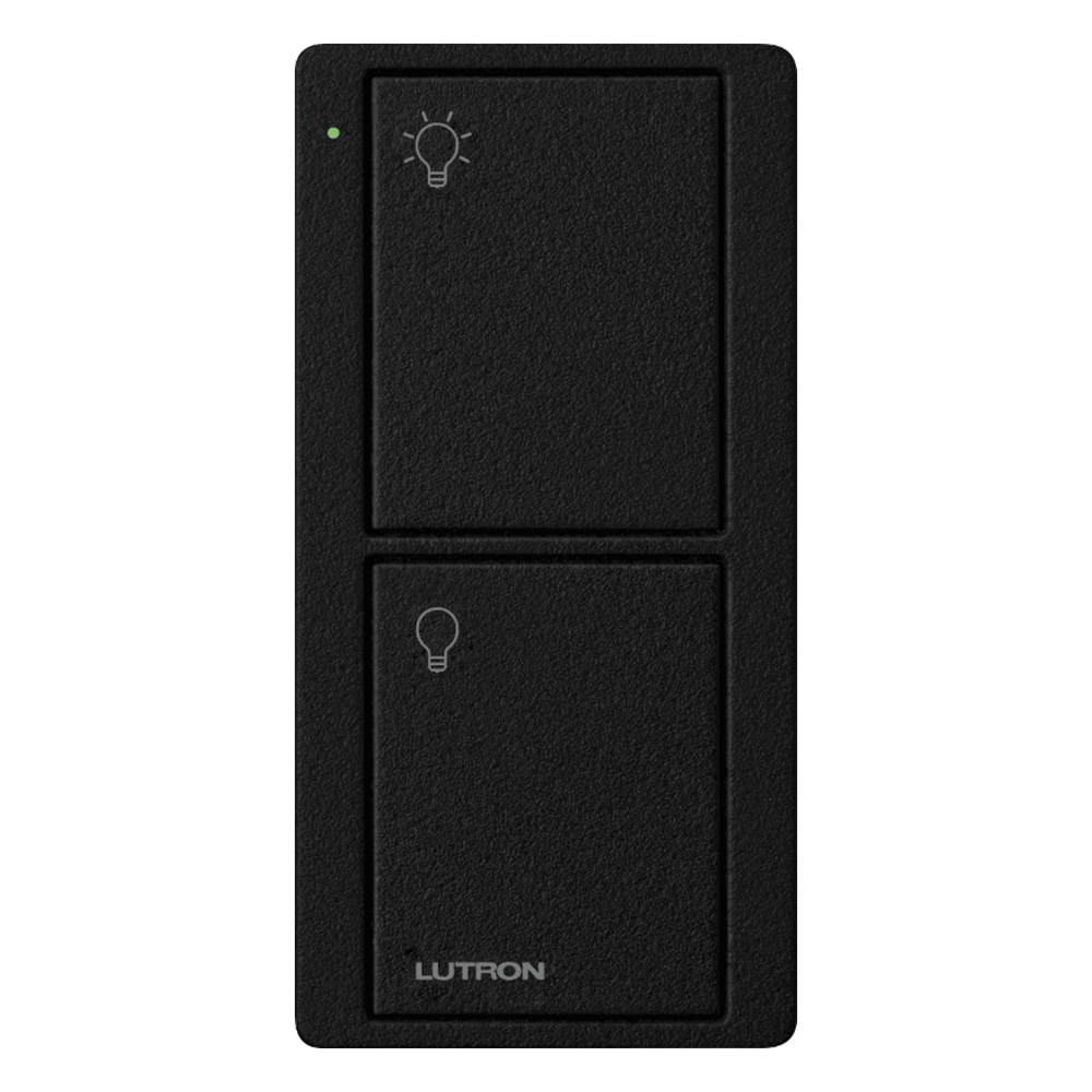 Control Pico inalámbrico de 2 botones para encender y apagar iluminación en sistemas Lutron como Caseta Wireless y RadioRA 2, color Midnight satinado