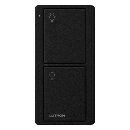 Control Pico inalámbrico de 2 botones para encender y apagar iluminación en sistemas Lutron como Caseta Wireless y RadioRA 2, color Midnight satinado