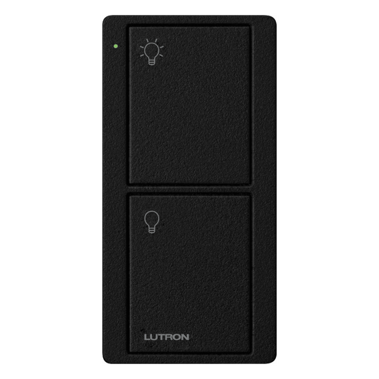 Control Pico inalámbrico de 2 botones para encender y apagar iluminación en sistemas Lutron como Caseta Wireless y RadioRA 2, color Midnight satinado